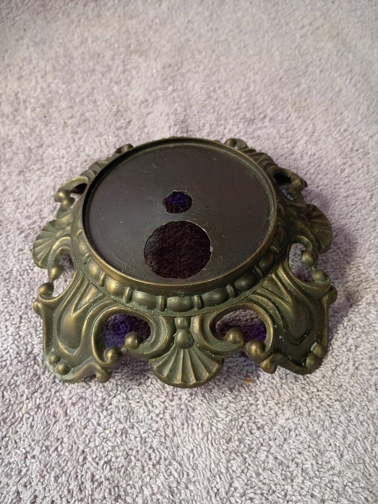 Vintage Hurricane Table Lamp Replacement Part Brass Base 3 1/4