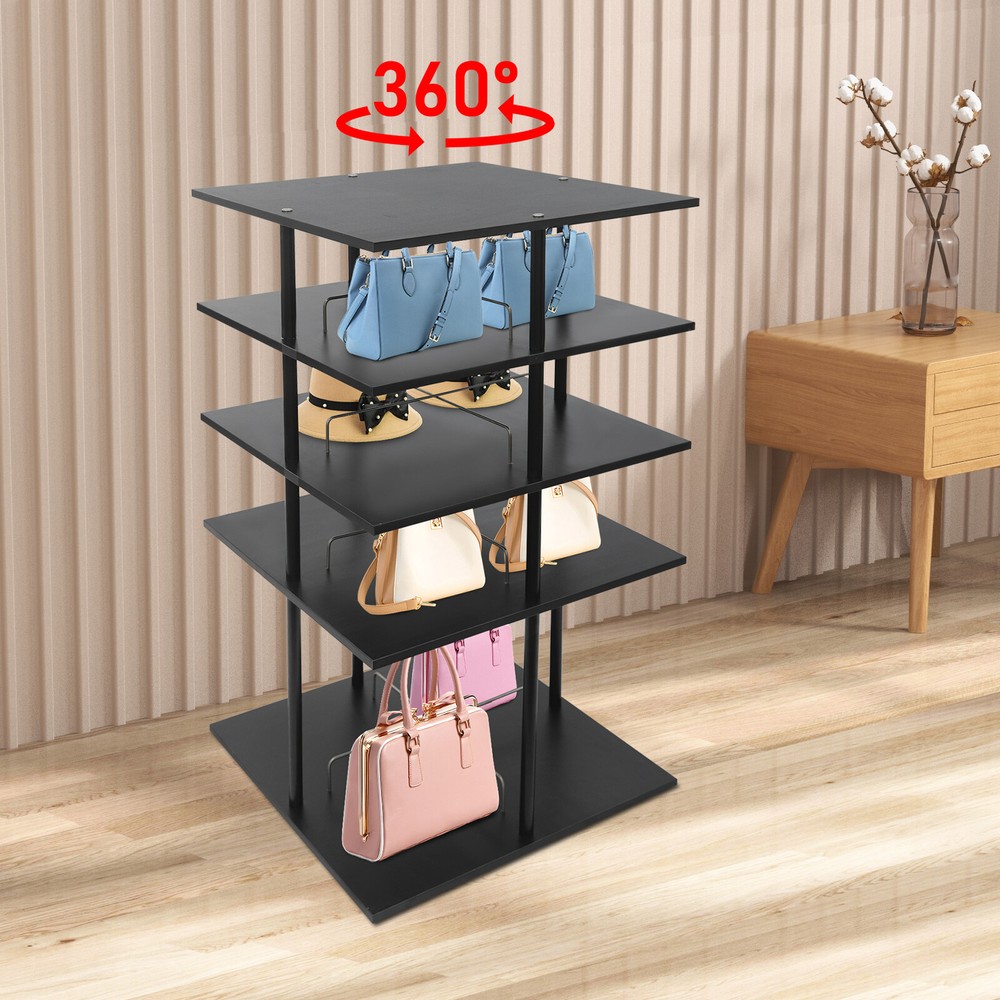 4-Tier Rotating Shoe Rack Organizer Display Shelf in Black