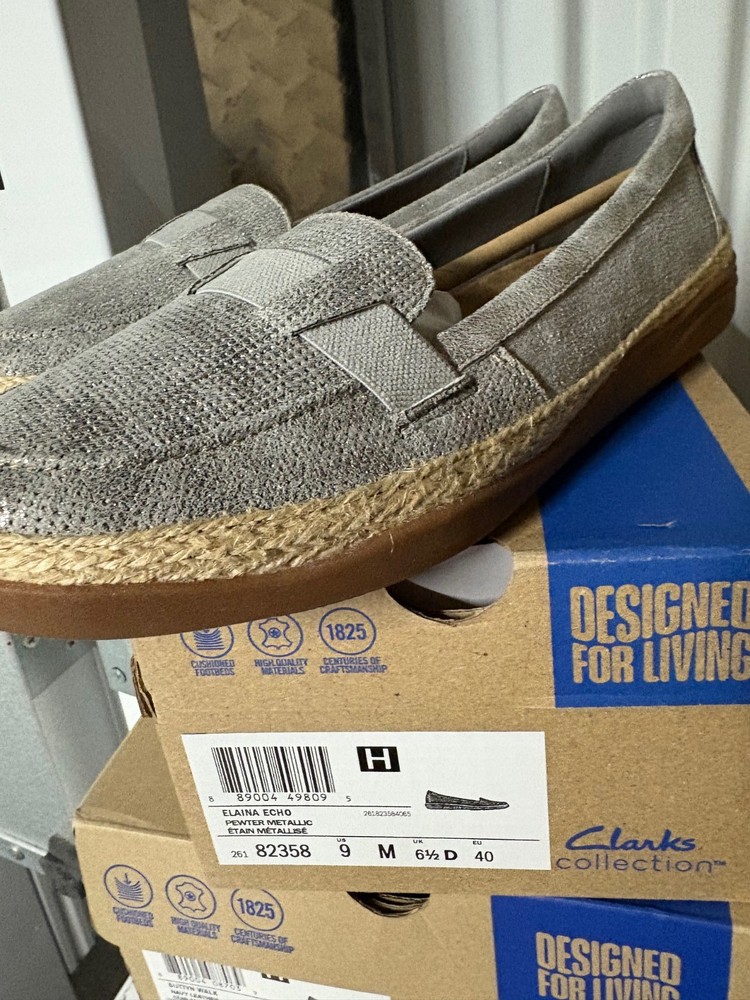 Clarks Collection Leather Slip-Ons  Shoes -Elaina Echo Loafer Women's Size 9M