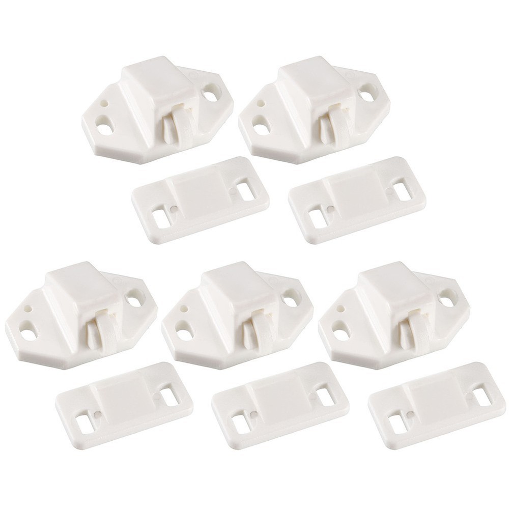 5pc Furniture Cabinet Closet Door Roller Catch with ABS Roller White