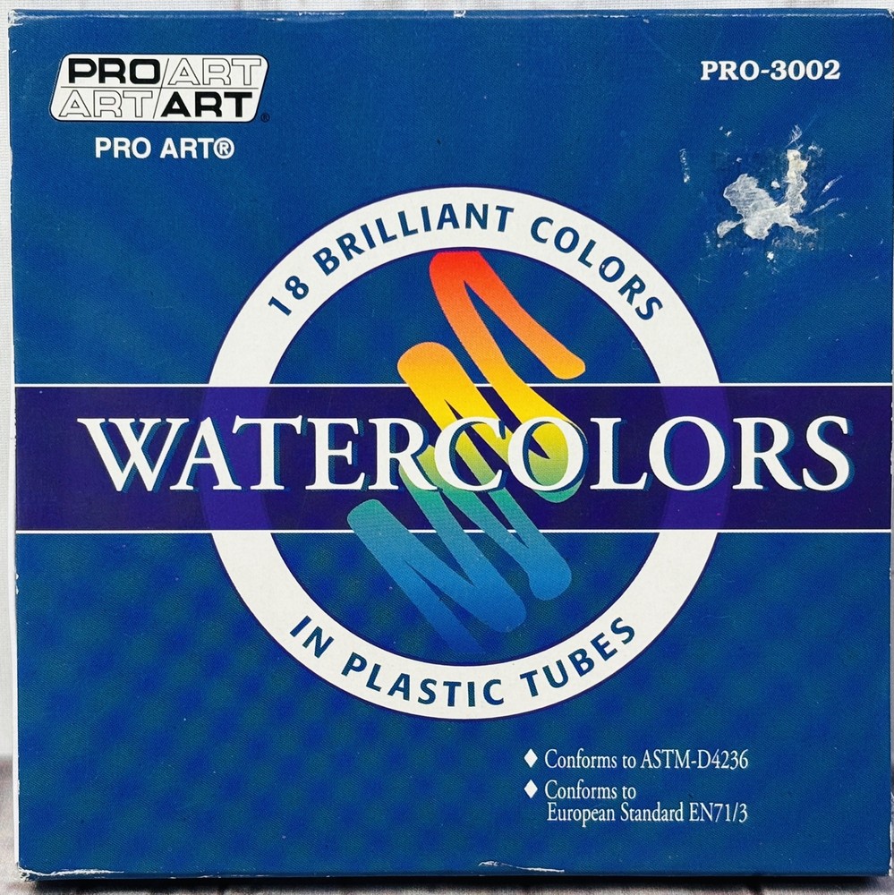 Pro Art Watercolors Plastic Tubes Set of 18 Brilliant Colors Non-Toxic PRO-3002