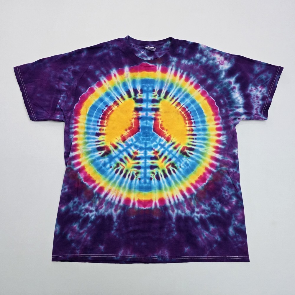 Rainbow Tie-dye Peace Sign Short-Sleeve T-shirt adult Size XL Delta Pro Weight