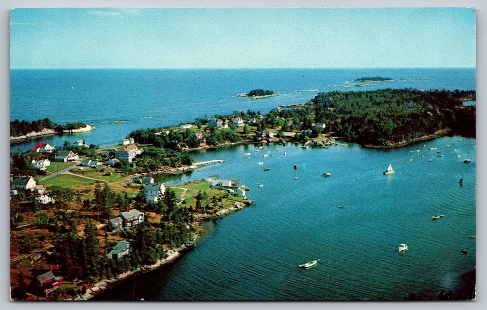 Aerial view Christmas Cove Maine vintage postcard  (A4)