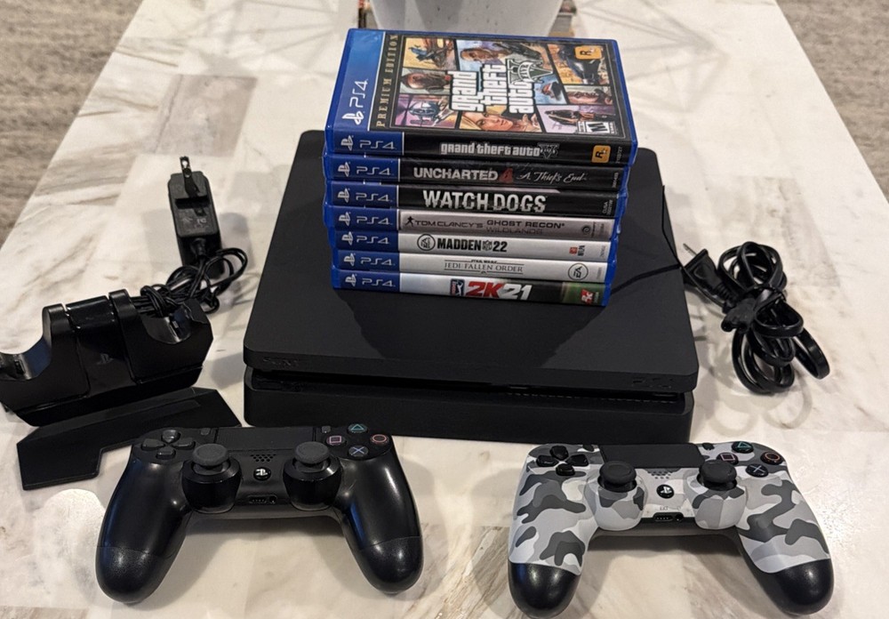 Sony PlayStation PS4 500GB Console 2 Controllers 7 Games Tested Working Bundle