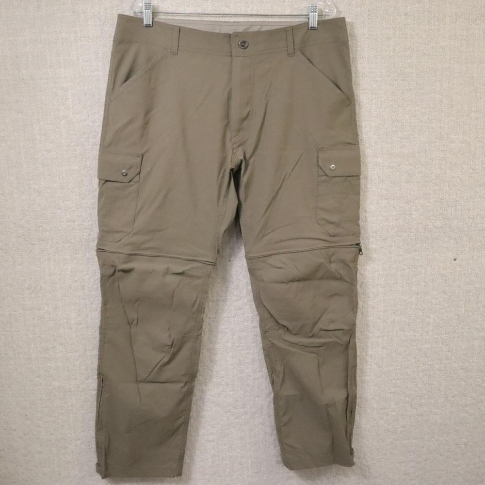 Kuhl Renegade Stealth Pants Mens 36 x 30 Beige Convertible Zip Hiking Stretch