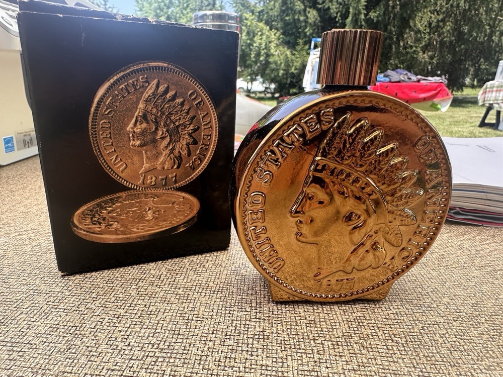 AVON Indian Head Penny EXCALIBUR After Shave Bottle EMPTY & Original Box See Pic