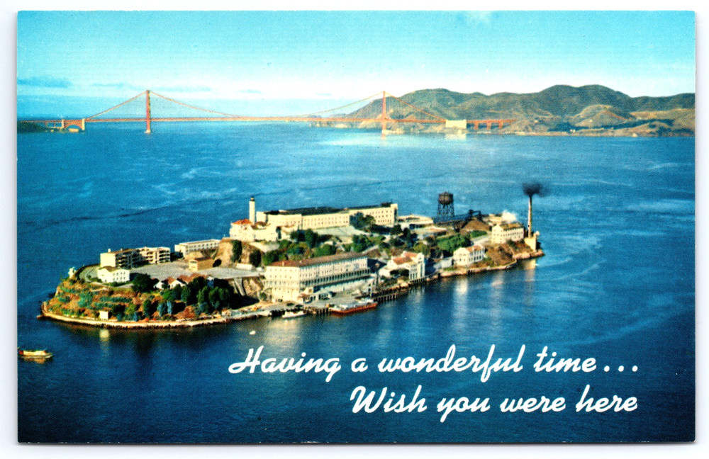 San Francisco California CA Alcatraz Island Prison Bay Vintage Photo Postcard