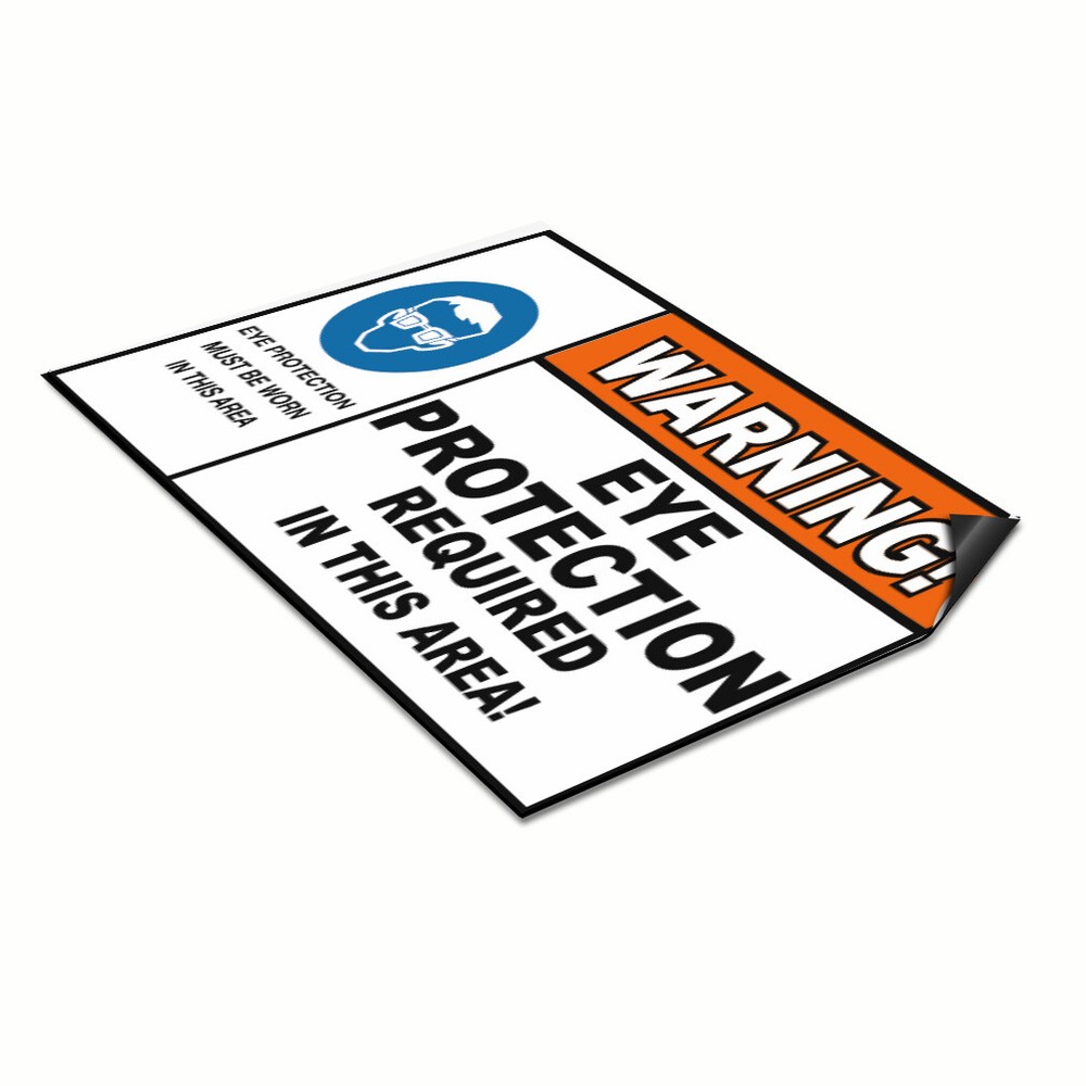 Car Magnet Set of 2 Warning! Eye Protection Required Safety Industrial Sign