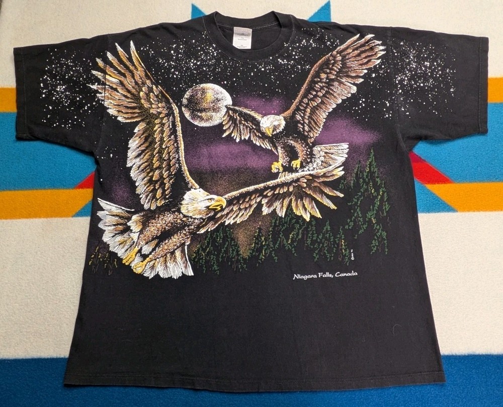 Vintage Eagle Shirt All Over Print 1995 Nigara Falls Canada Night Eagles AOP 2XL