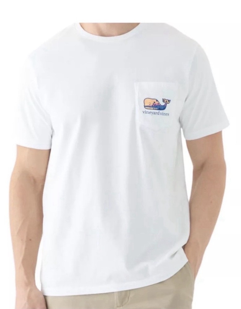 NWT Vineyard Vines Men’s Palm Tree Scenic Whale S/S Pocket Tee Large