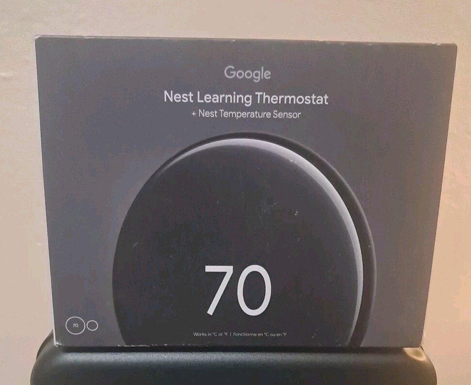 Google Nest Learning Thermostat (4th gen) + Nest Temperature Sensor, Black - New