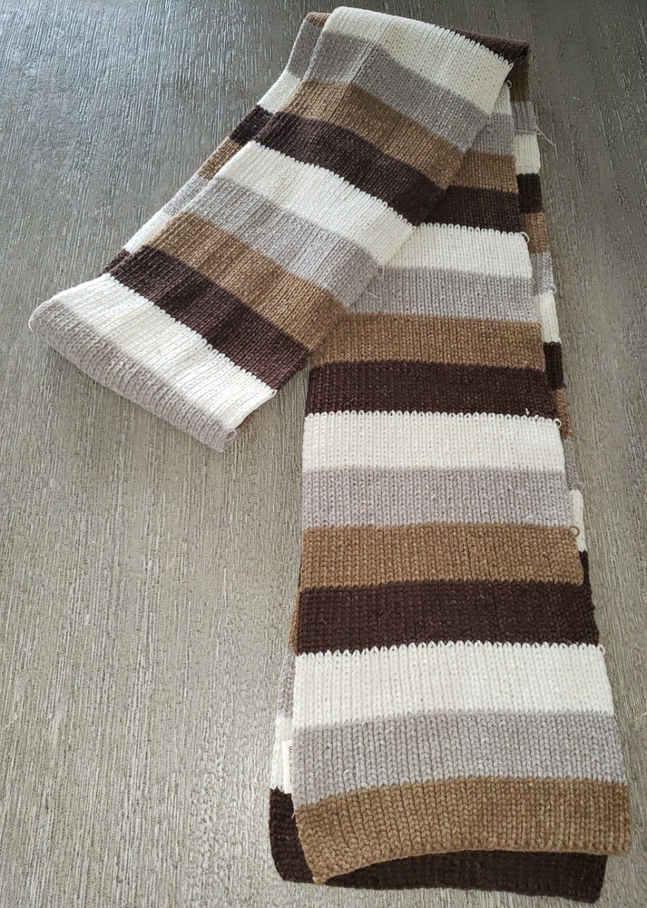 womens TANS BROWNS STRIPED KNIT WINTER SCARF 80 X 7 ONE SIZE FITS MOST