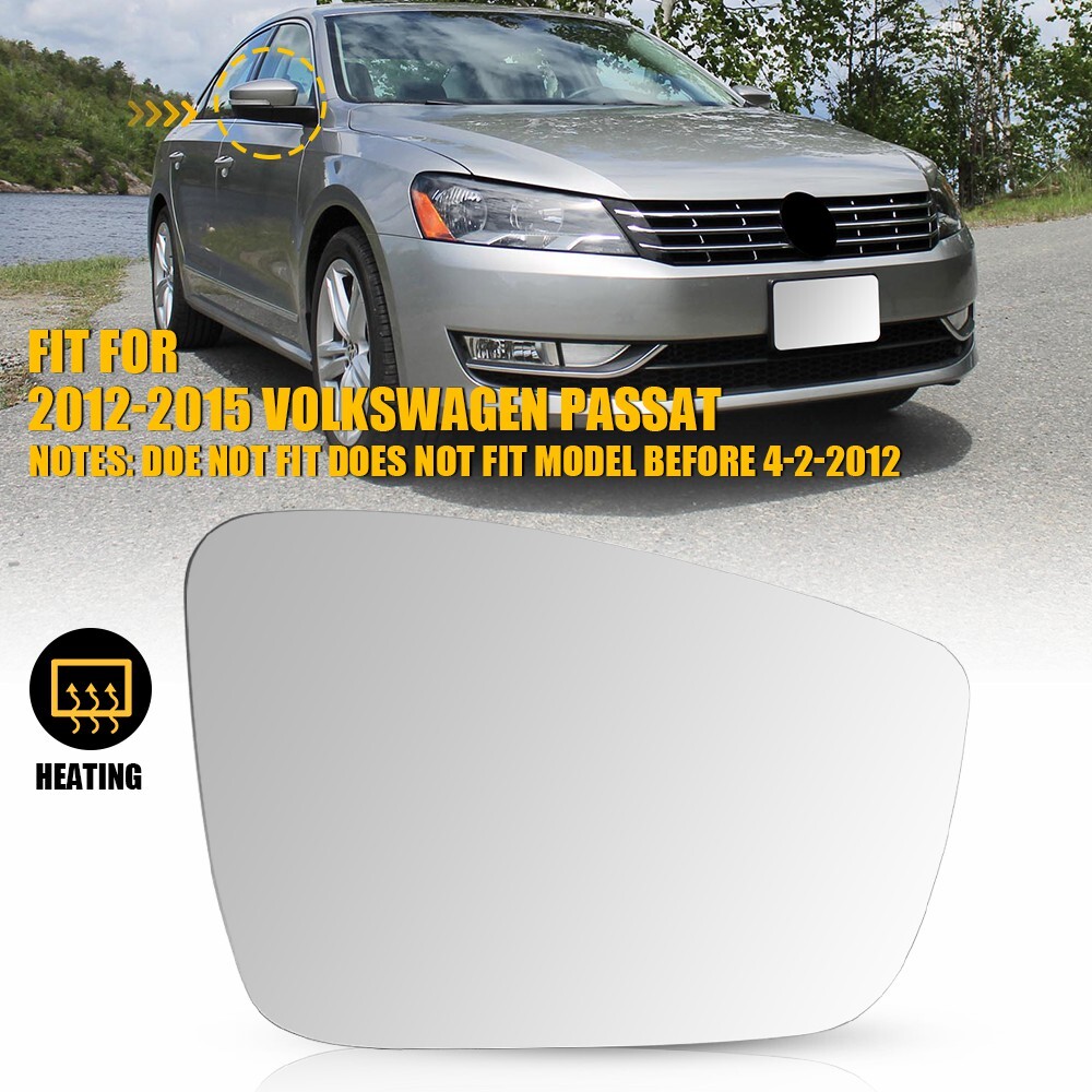Mirror Glass For 2013-2015 Passat Volkswagen Heated RH Passenger Side 561857522A