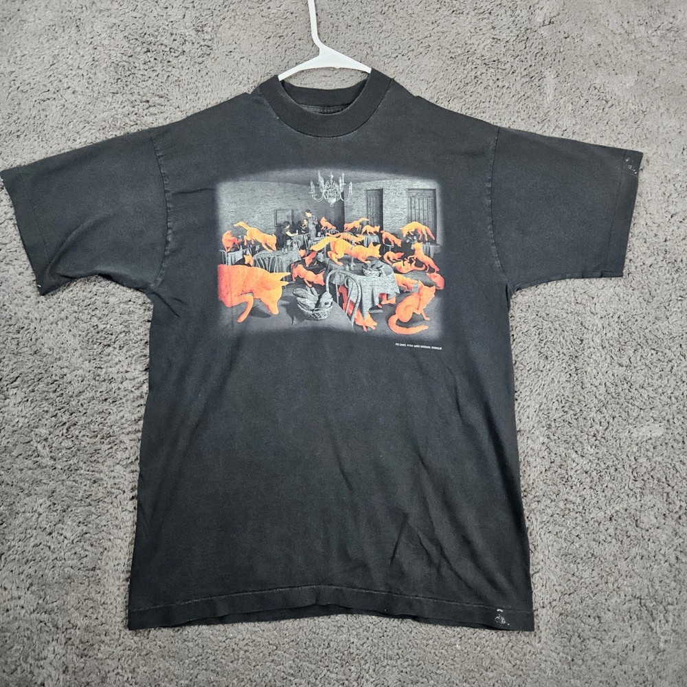 Vintage 90s Mens Large Sandy Skoglund Fox Games Art Graphic T-Shirt