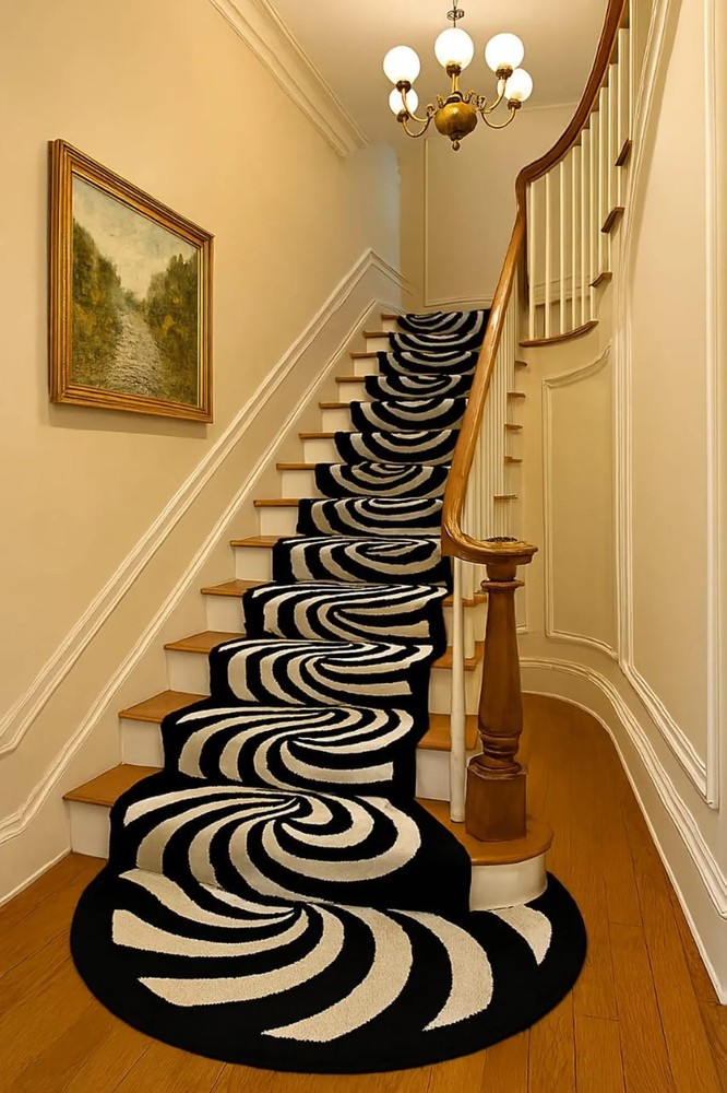 Hand-Tufted 100% Wool Rug | Black & White Optical Illusion, Modern Decor Carpet