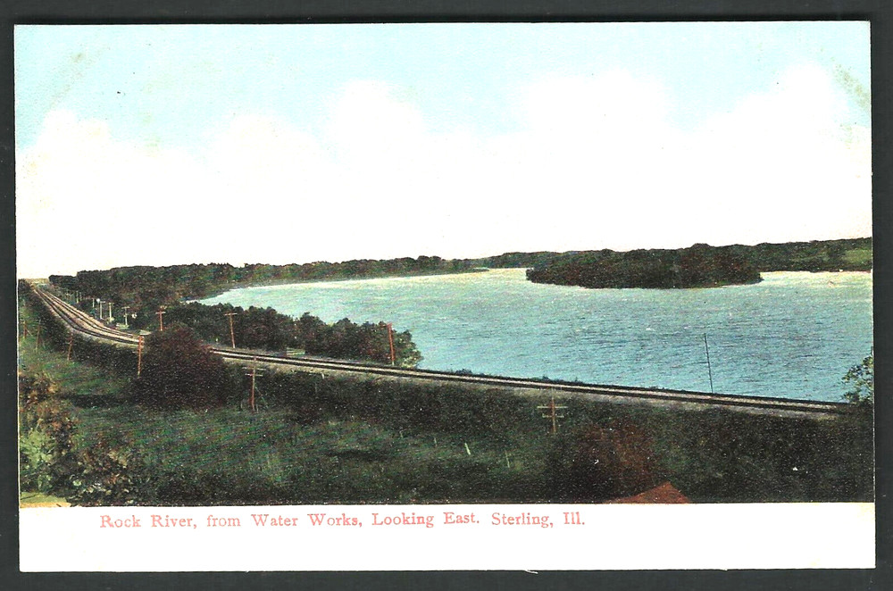 STERLING ILLINOIS Rock River from Water Works c. 1900 Wheelock, Peoria