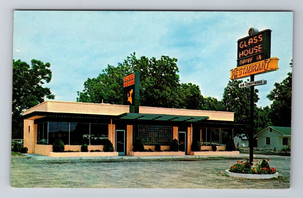 Atlanta GA-Georgia, Glass House Restaurants, Antique, Vintage Souvenir Postcard