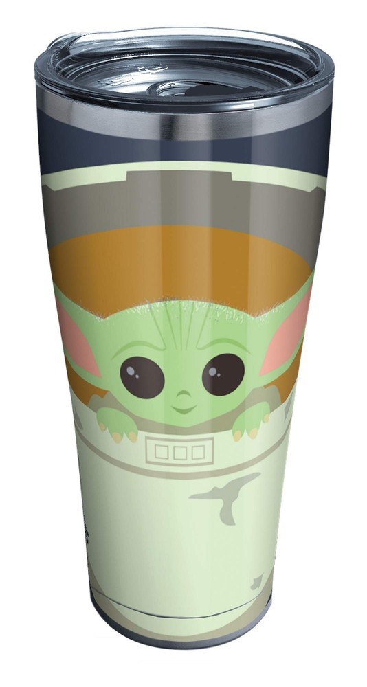 The Mandalorian Child in Carrier Triple Walled Insulated Tumbler Travel Cup K...