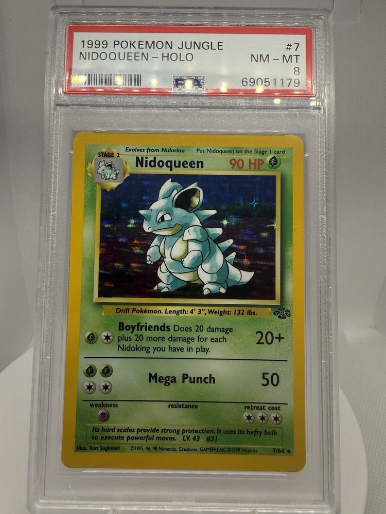 Pokemon 1999 Jungle Nidoqueen 07/64 Holo Rare Unlimited PSA 8 Graded