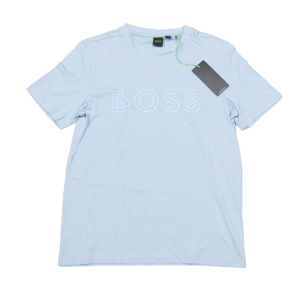Boss Men's Blue Logo Graphic Print Crew-Neck Short Sleeve T-Shirt (L)