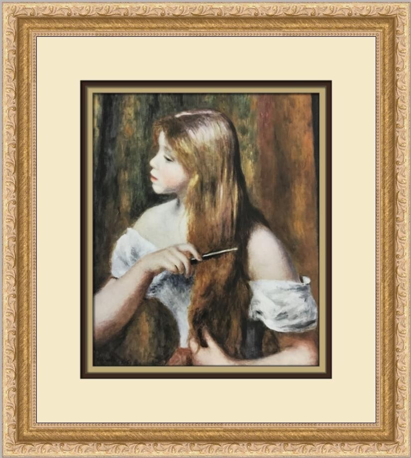 Pierre Auguste Renoir Young Girl Combing Her Hair Custom Framed Print