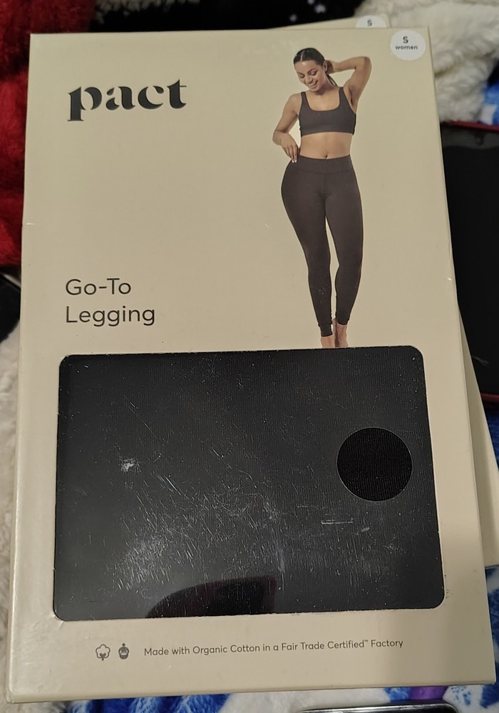Pact Women’s Go-To Leggings Black Size Small Organic Cotton High Rise NIB