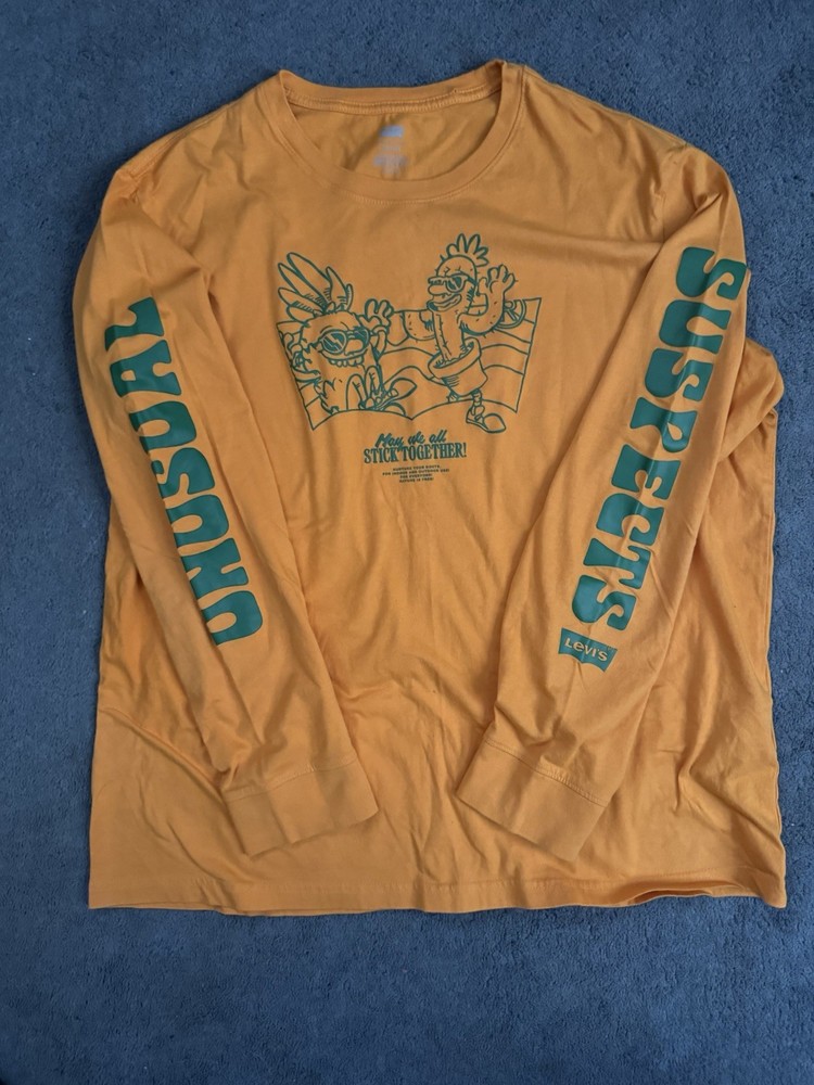 Levi’s Long Sleeve Graphic T Shirt Logo Sleeve Relaxed Fit Men’s XL