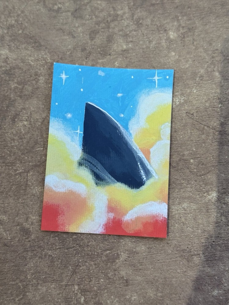 ACEO ORIGINAL Animal Shark Sharks Ocean Sea Life Seascape Seaside Tinycanvasbyh