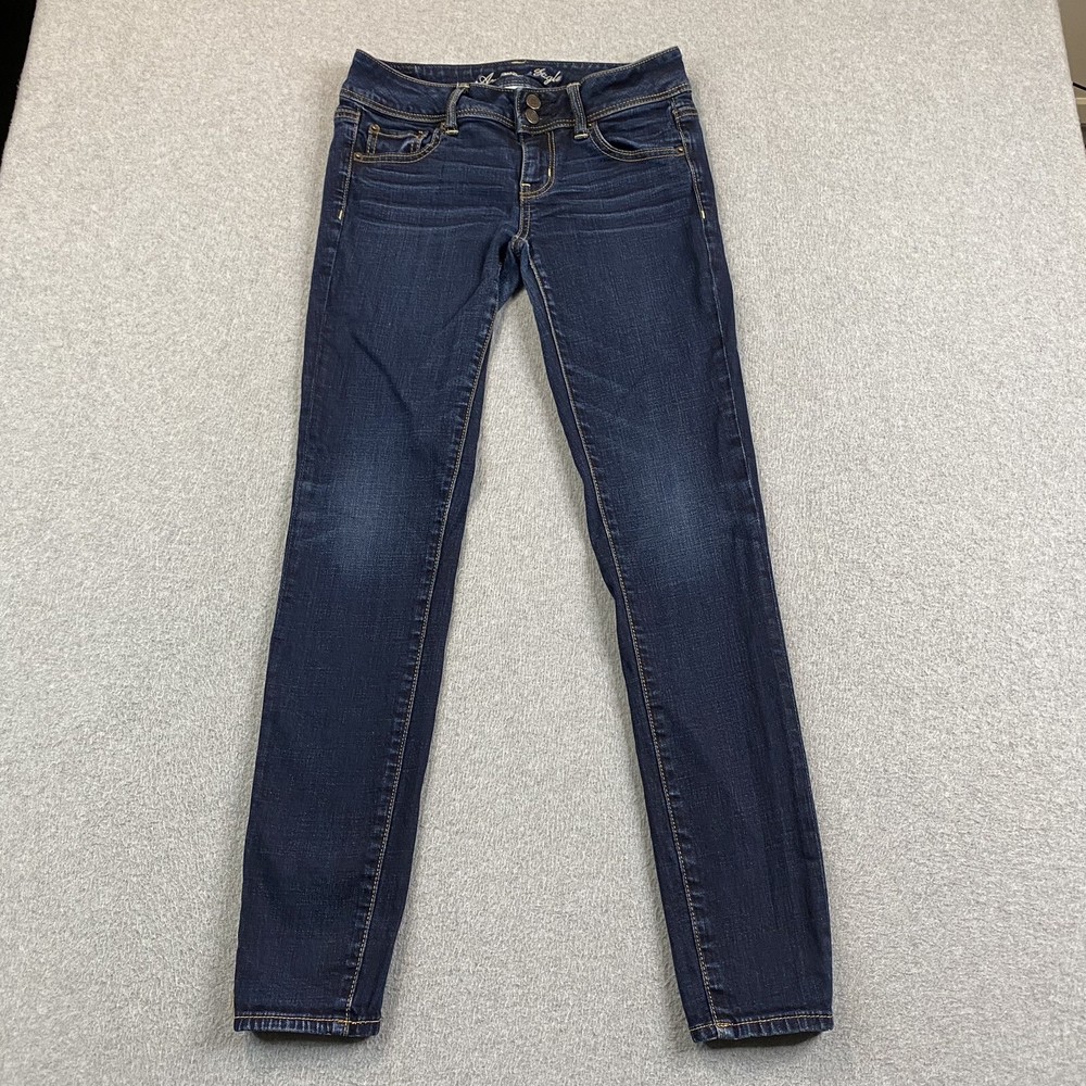 American Eagle Jeans Womens 4 28x29 Skinny Super Stretch Denim Dark Wash Preppy