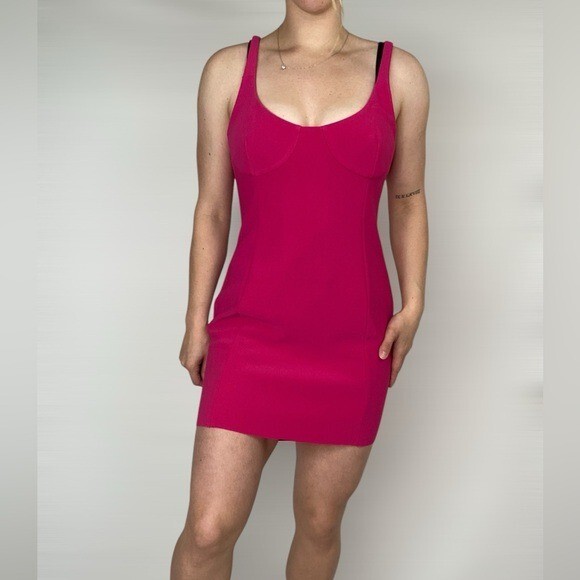 BEC & BRIDGE Amelie Magenta Mini Dress Stretch Bodycon Sleeveless