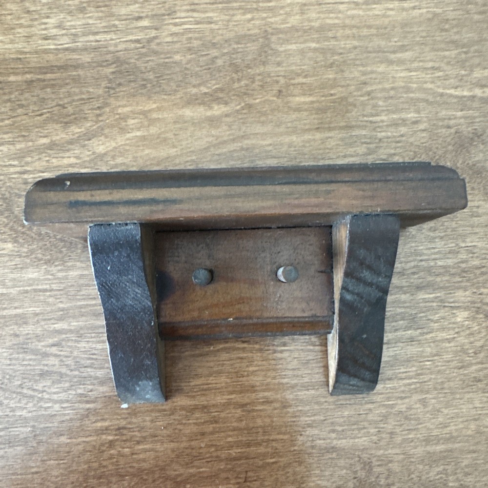 Vintage Rustic Wooden Wall Shelf 2 Pegs handmade Cottage Core Granny Core Small