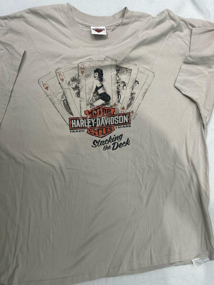Harley-Davidson T-Shirt Mens 3XL Beige Stacking The Deck Louisville, Kentucky