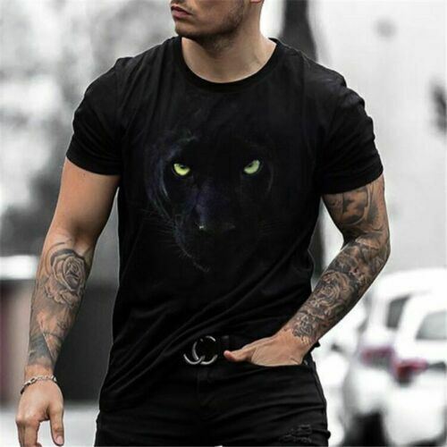 T Shirts Men‘s Fashion Black Panther Gaze Short Sleeve Casual T-Shirt Ultra Soft