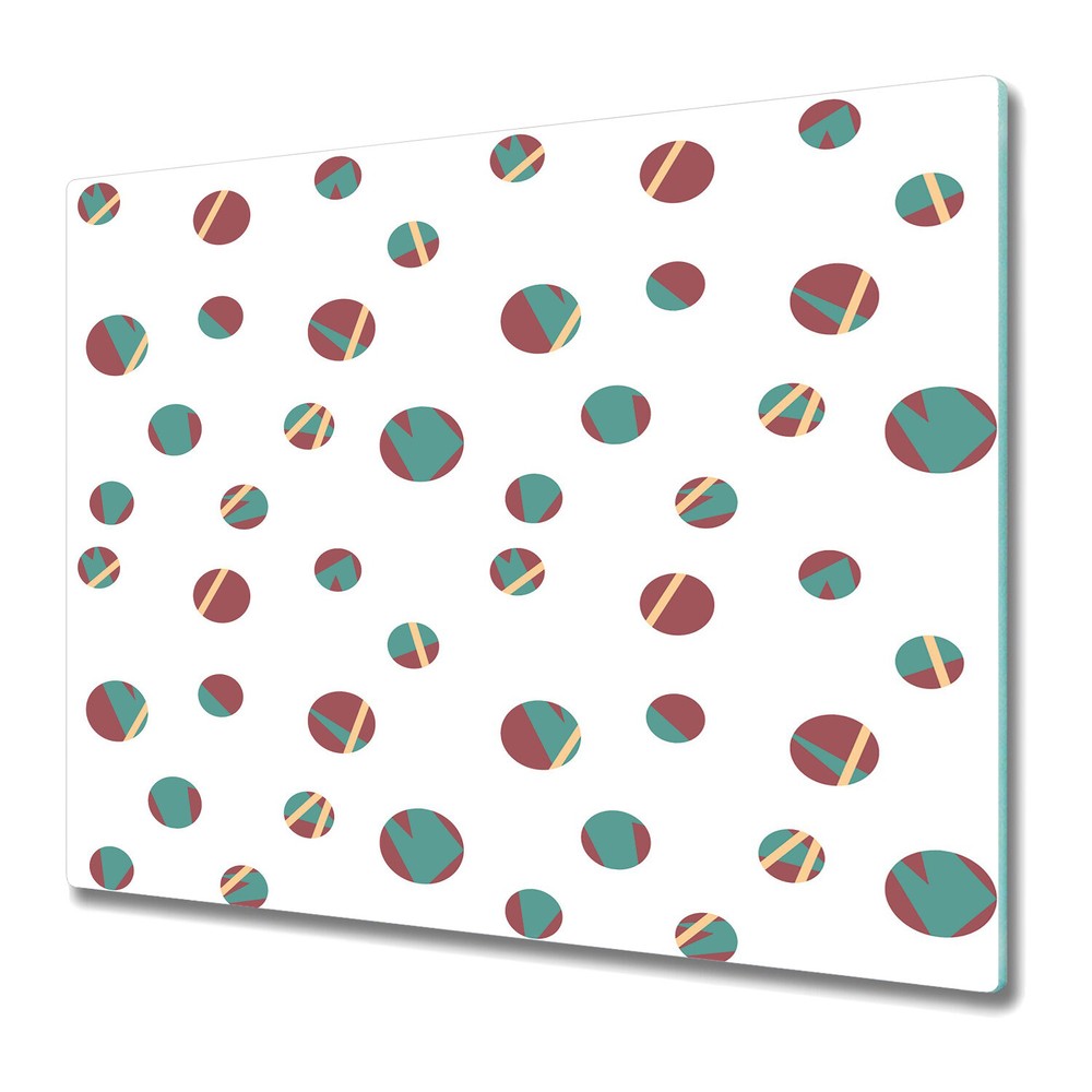 Glass Induction Ceramic Hob Cover Colourful Dots Geometric Circle 60x52