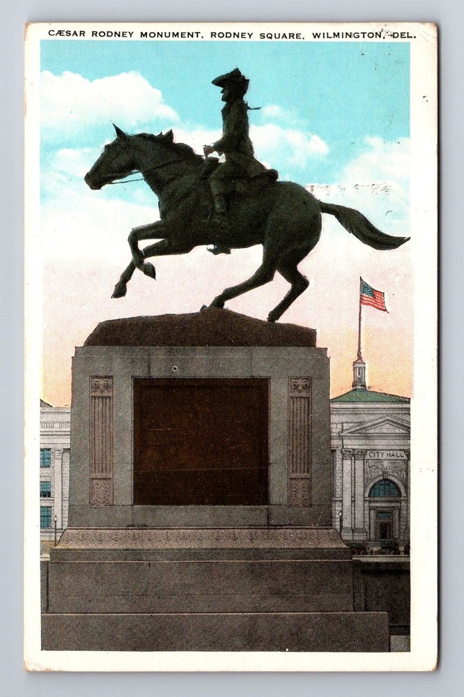 Wilmington DE-Delaware, Caesar Rodney Monument, c1934 Antique Vintage Postcard