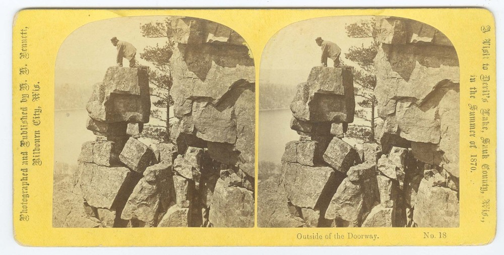 G2041~ WISCONSIN – Devils Lake Doorway 1870s Stereoview – H. H. Bennett