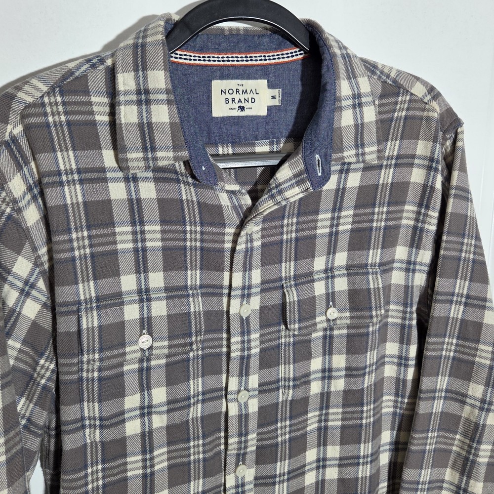 The Normal Brand Shirt Blue Plaid Long Sleeve Button Up Pocket Flannel Men’s M