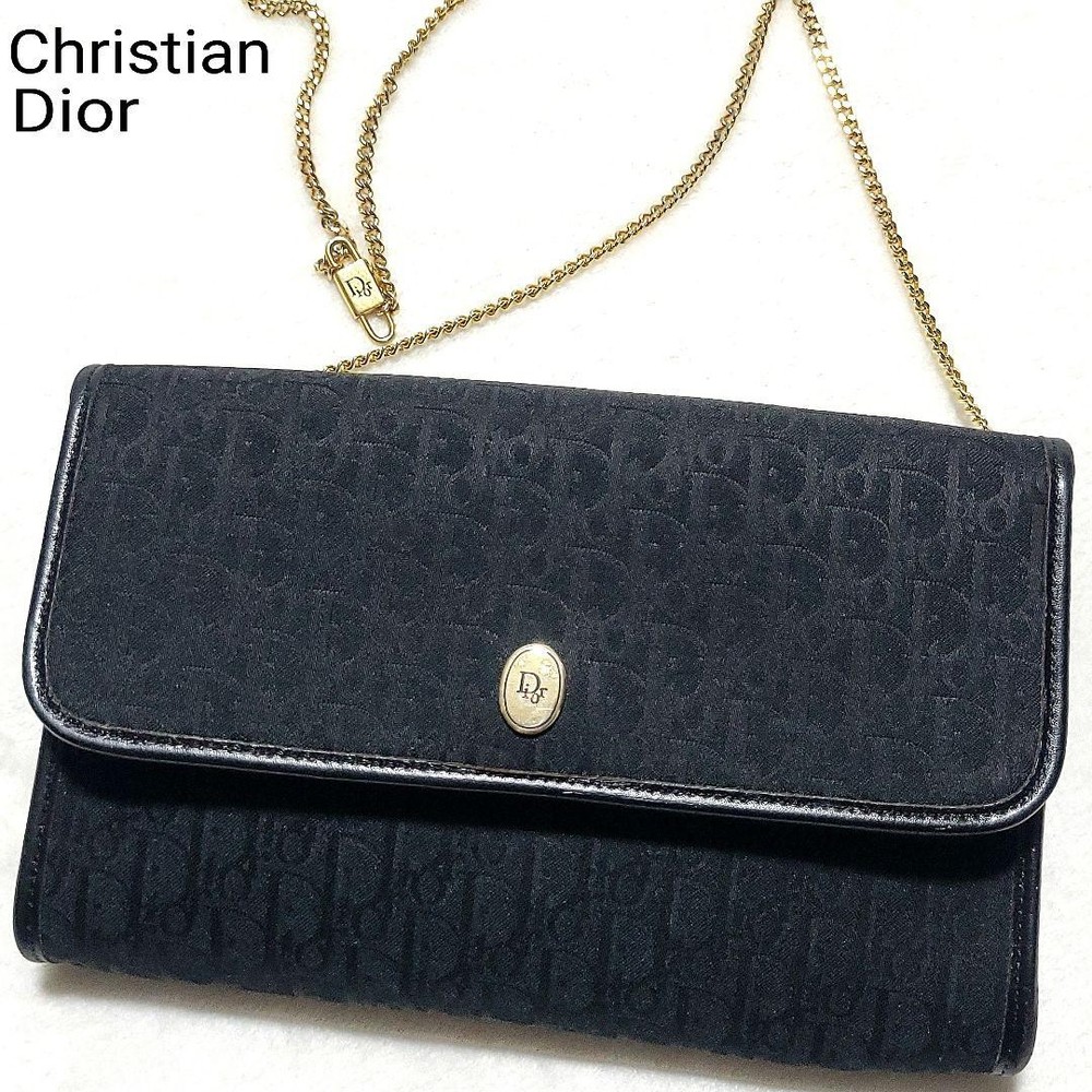 Dior Vintage 2way Trotter Shoulder Bag Canvas Black Authentic F07151357
