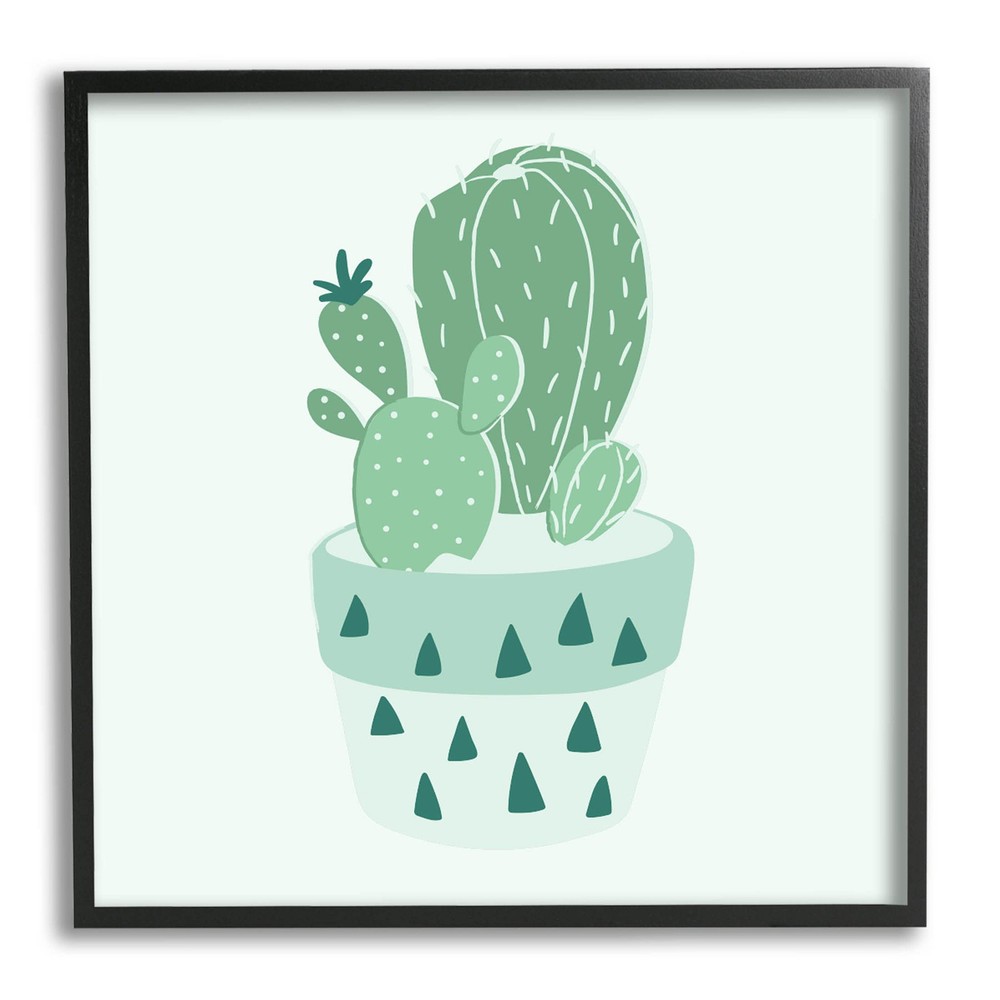 Casual Green Potted Cactus Giclee Framed Wall Art, Design by Lil' Rue