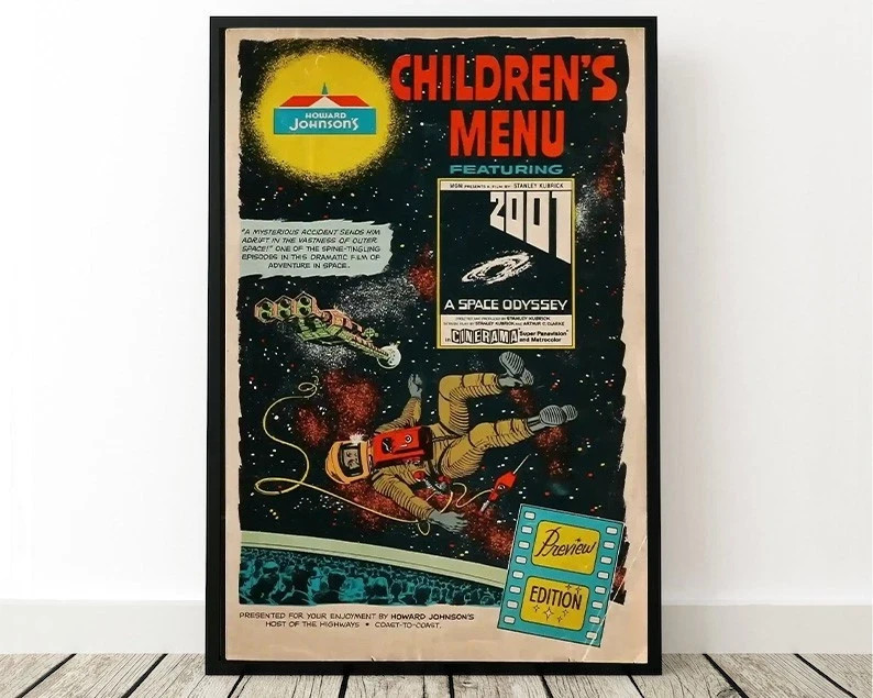 2001 A Space Odyssey Movie Poster Howard Johnson's Children's Menu