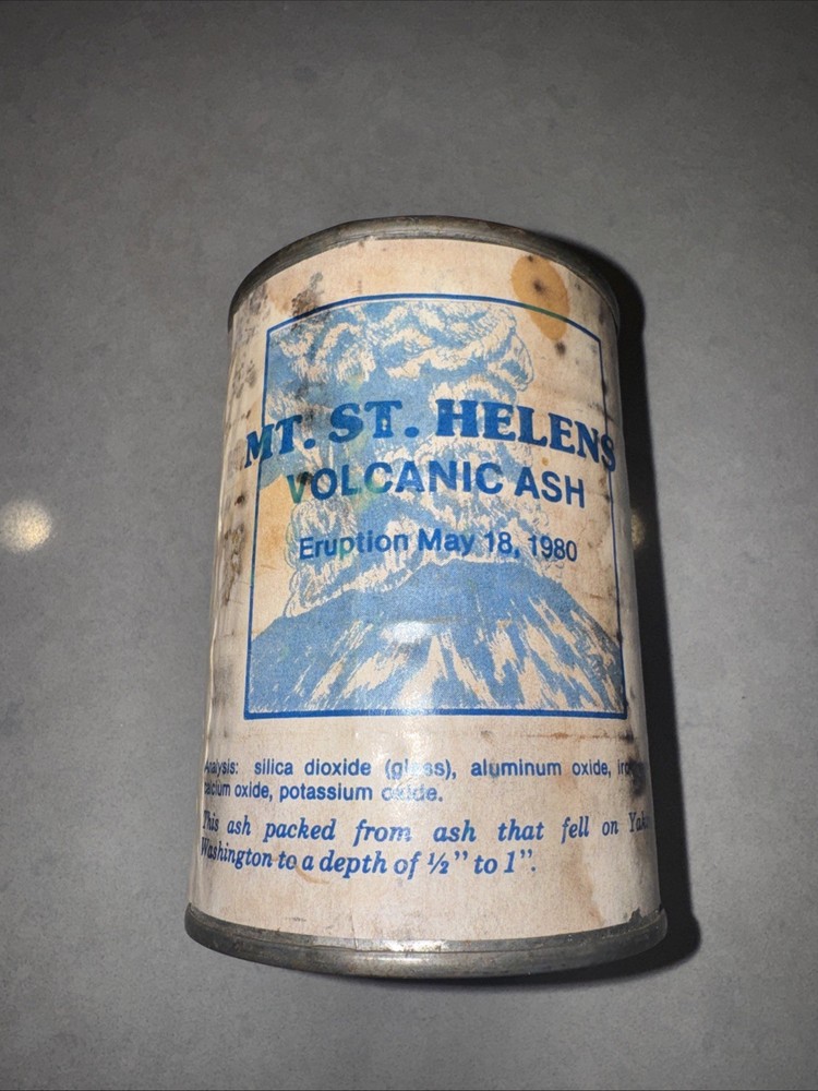 Mt St Helens Volcanic Ash Eruption May 18 1980 Yakima WA Tin Can