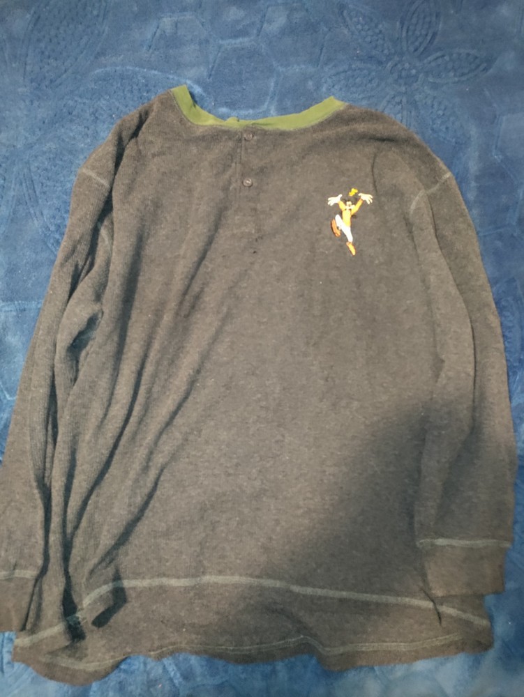 Disney Store Goofy Waffle Knit Henley Long Sleeve Shirt Men’s Size XL Blue