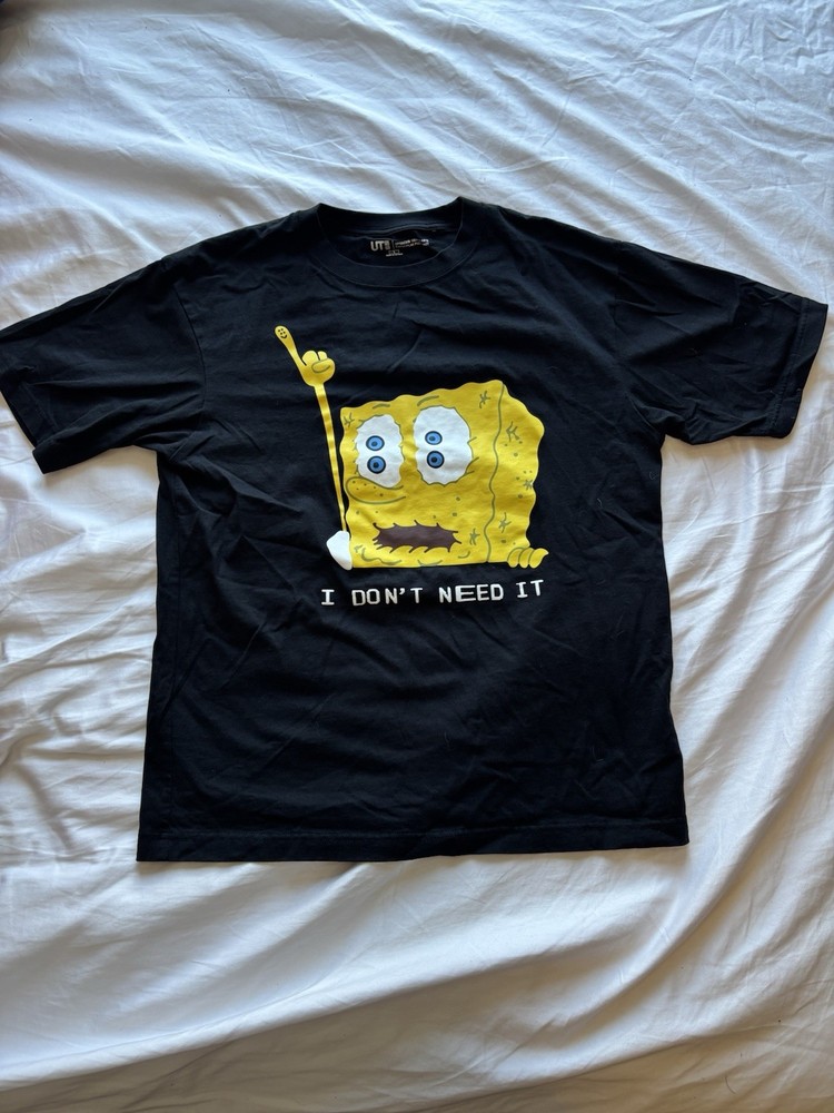 Uniqlo UT SpongeBob SquarePants Cactus Plant Flea Market Black Graphic T-Shirt S