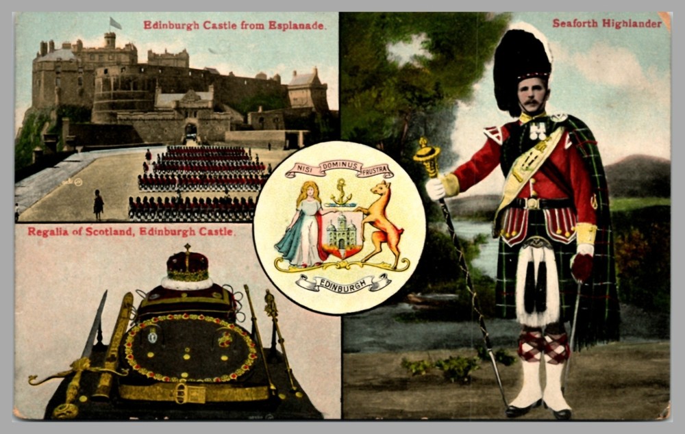 Edinburgh Castle Esplanade Scotland Multiview c1910 Valentine's Series Postcard