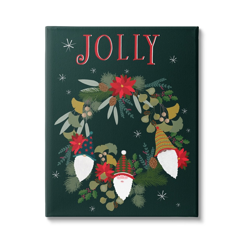 Stupell Jolly & Merry Christmas Gnomes Floral Poinsettia