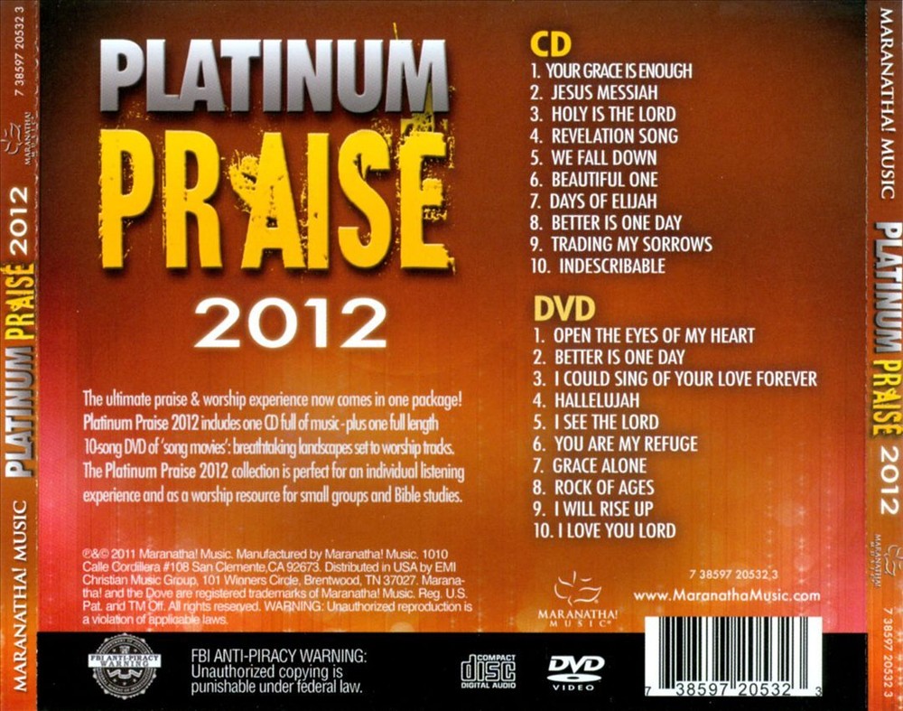 MARANATHA! PRAISE BAND PLATINUM PRAISE 2012 NEW CD & DVD
