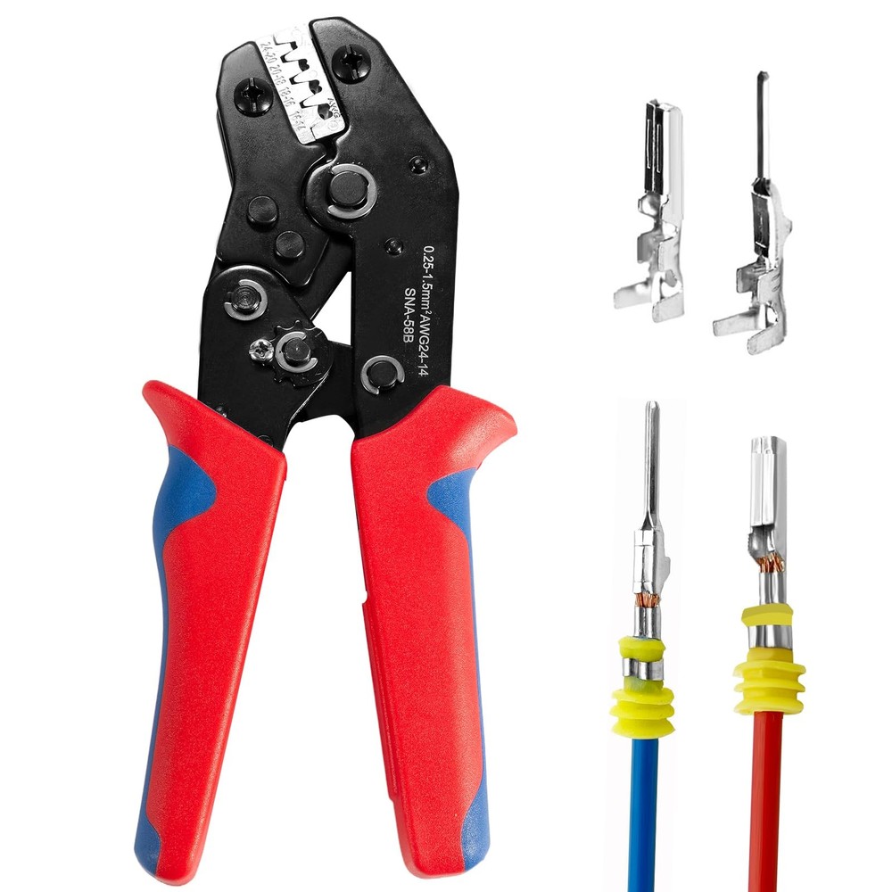 Wire Crimping Tool with Ratchet, Ratchet Wire Crimper Tool for Open Barrel Te...