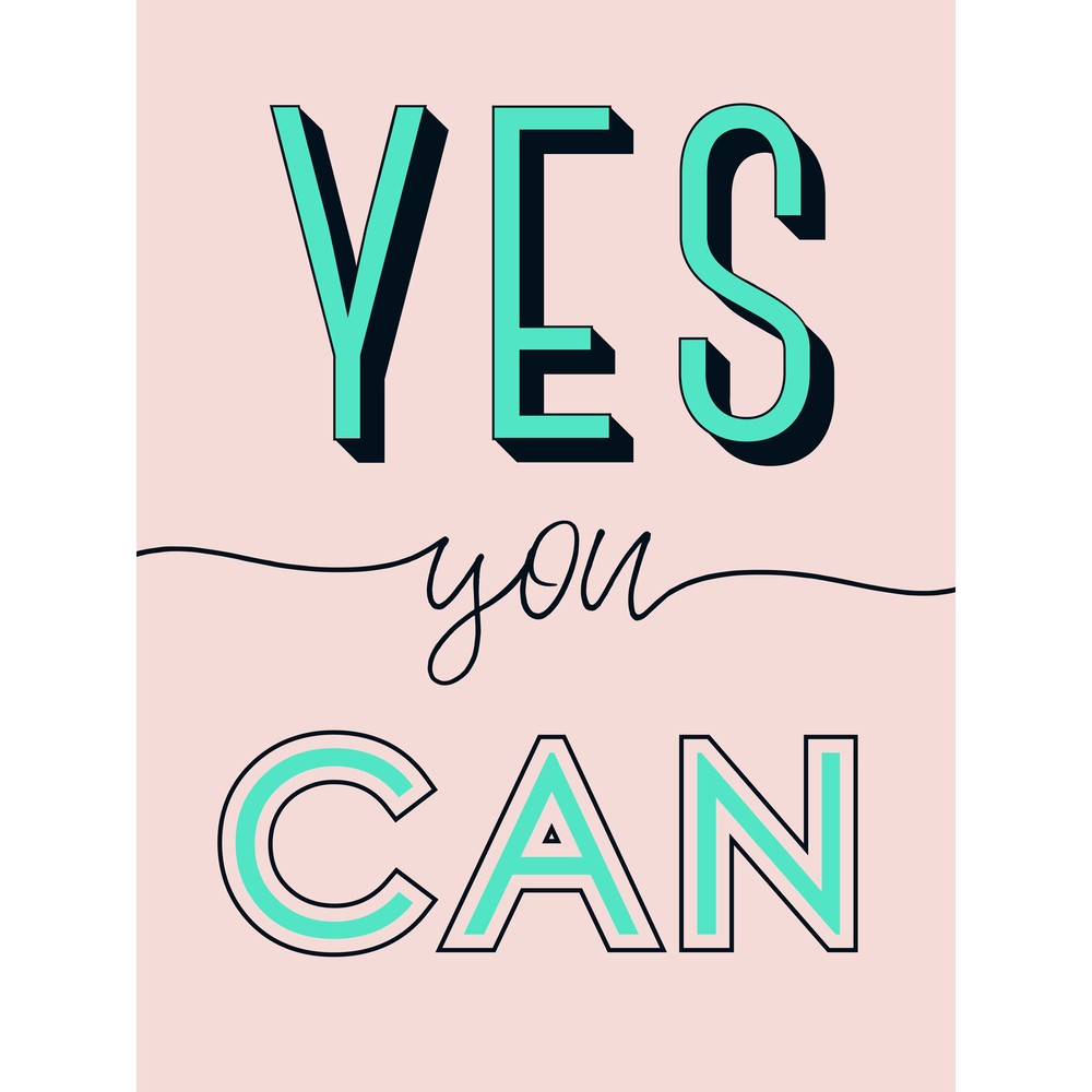 Yes You Can Modern Motivational Large Wall Art Print 18X24 In