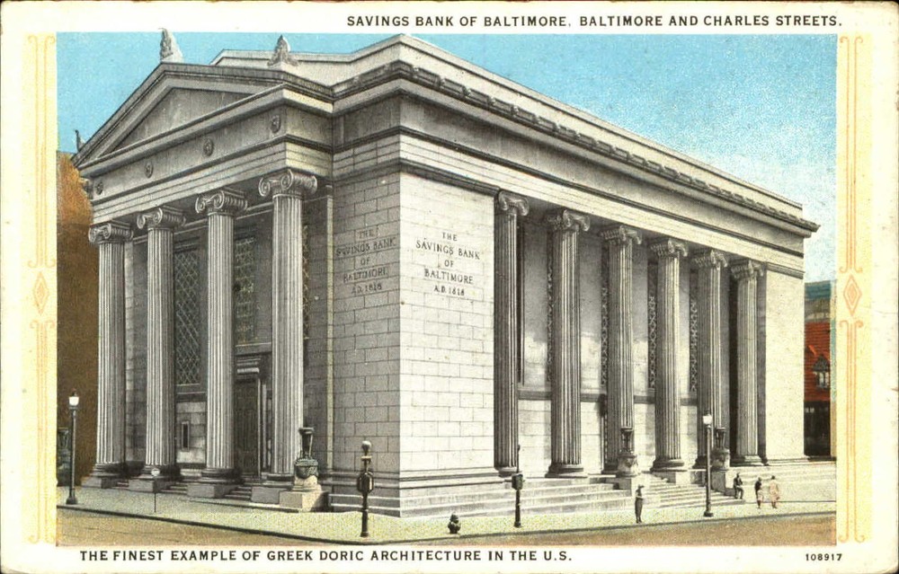 Savings Bank of Baltimore Maryland MD greek doric architecture 1920s