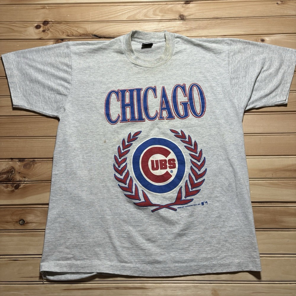 Vintage 90s Chicago Cubs MLB Baseball Single Stitch 1991  Shirt  Size XL Grey